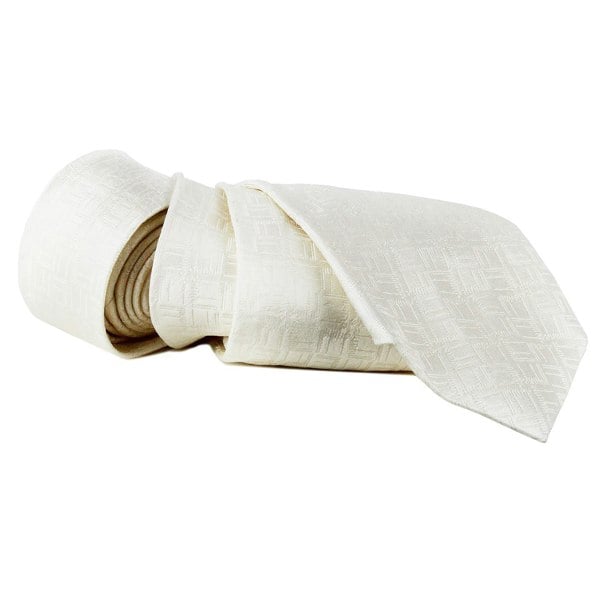 Dunhill geometric logo patterned silk tie in off white