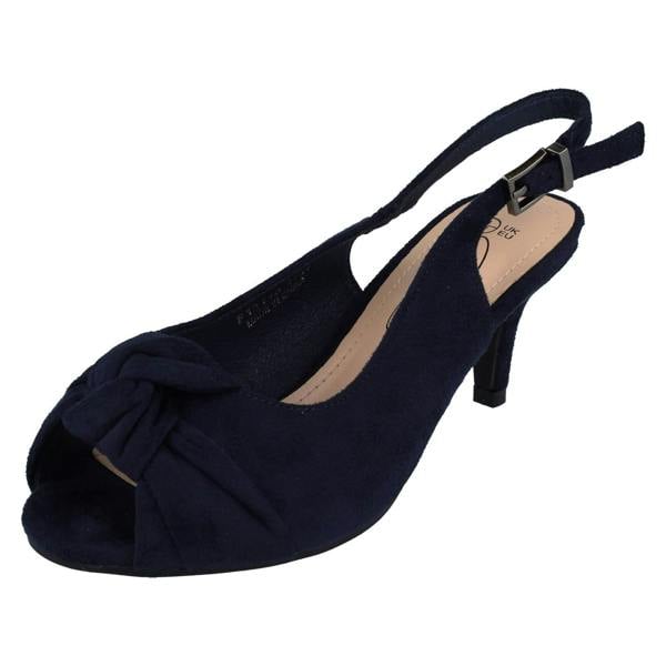 Spot On Ladies Spot On Wide Fit Sling Back Shoes With A Kitten Heel F12110