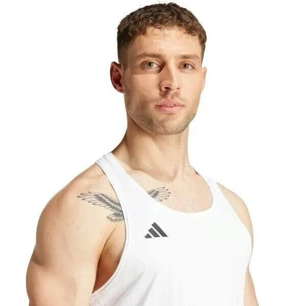 Adidas Adizero Essentials Mens Running Singlet Vest White IX2853