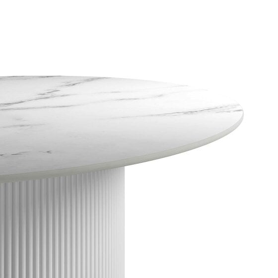 Wyld Haus Mullingar White Stone Round Dining Table Etched Base