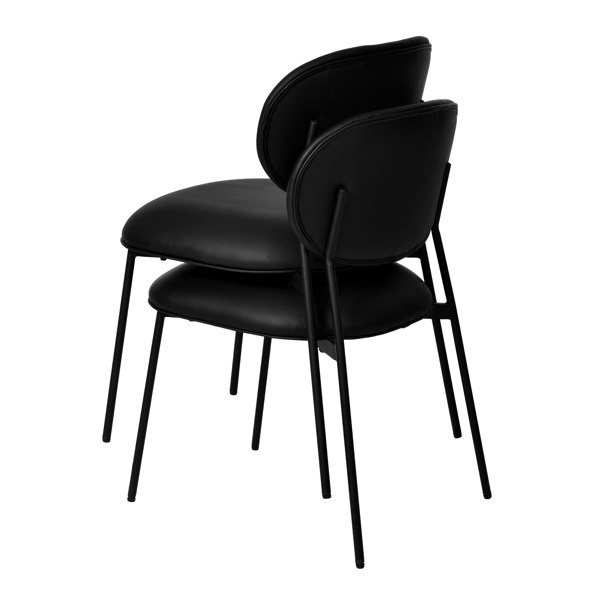 Furniture Edit McKenzie Black Vegan Leather Stackable Dining Chair - Set of 2