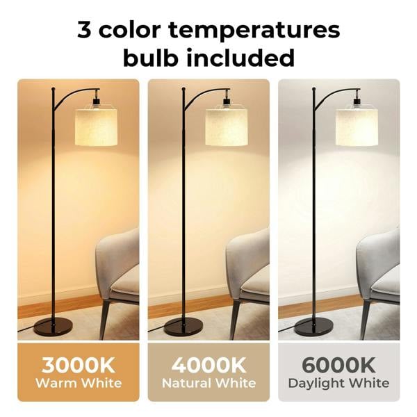 Emitto Standing Floor Lamp Living Room with Led Light Corner Remote Foot Switch