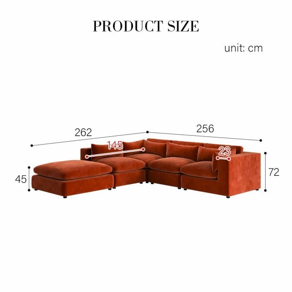 Weilai Concept Ranjan Three Seater Corner Sofa, Red Velvet