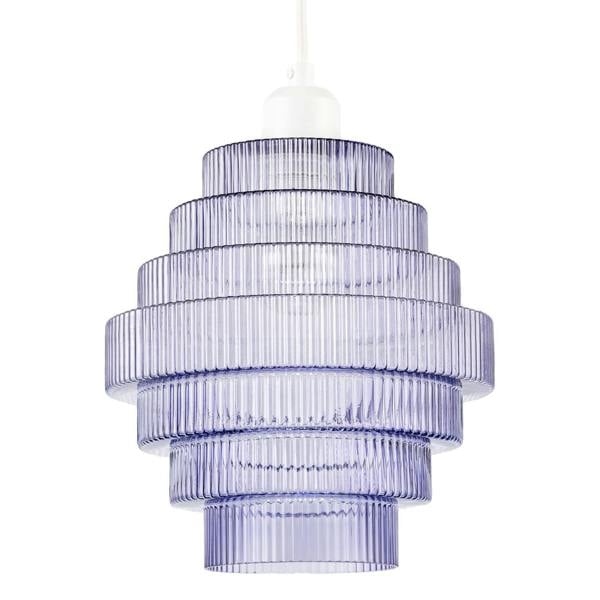 Tiered Stepped Design Smoked Lavender Glass Pendant Ceiling Lamp Shade Image 1