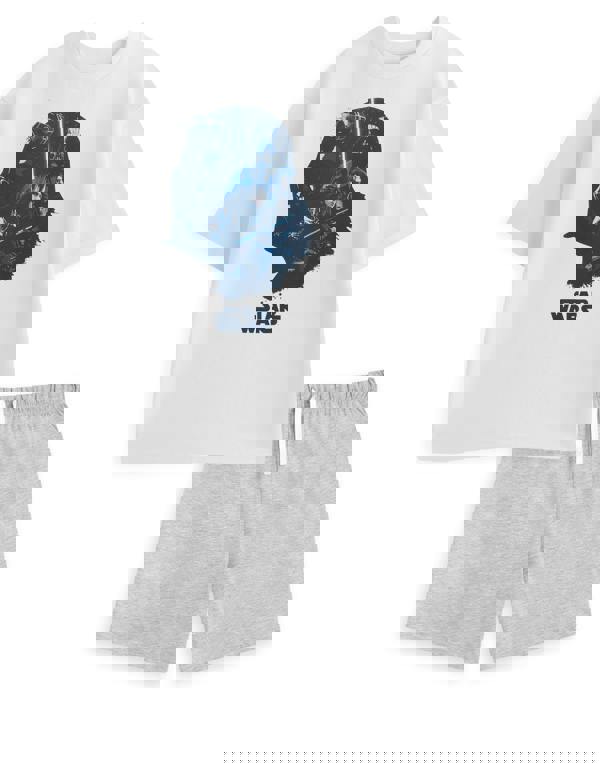 Star Wars Mens White Darth Head Short Sleeve Short Leg Pyjama Set