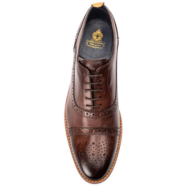 Base London Cast Washed Brogue Mens Shoes - Brown