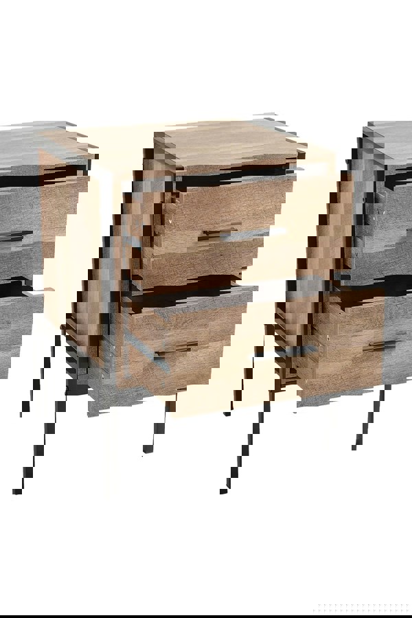 Living and Home Wooden Nightstand Sofa Side Table With 2 Drawers