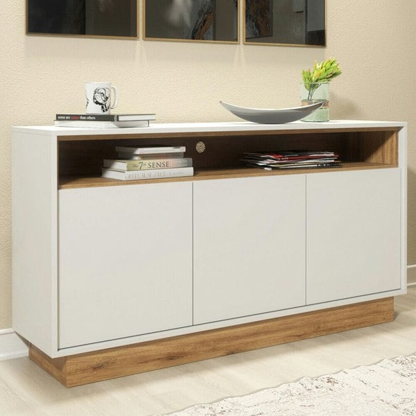 Mex Furniture 130cm Modern Industrial Sideboard and Vintage Oak TV Unit Cabinet