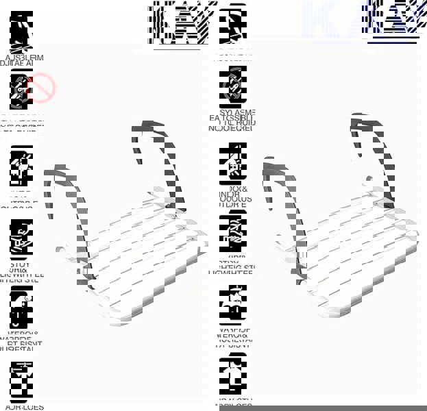 KAV Foldable Indoor Cloth Airer Drying Radiator Bath Rack 5 Bars with Waterproof Adjustable Arms Space-Saving Drying Rack, Indoor Outdoor Towel Holder