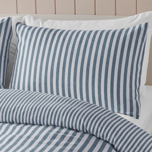 HomeSpace Direct Brushed Stripe Blue Duvet Cover Set