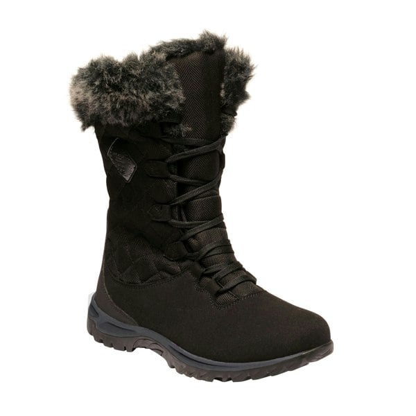 Regatta Great Outdoors Womens/Ladies Newley Faux Fur Trim Thermo Boots - Black/Briar Grey