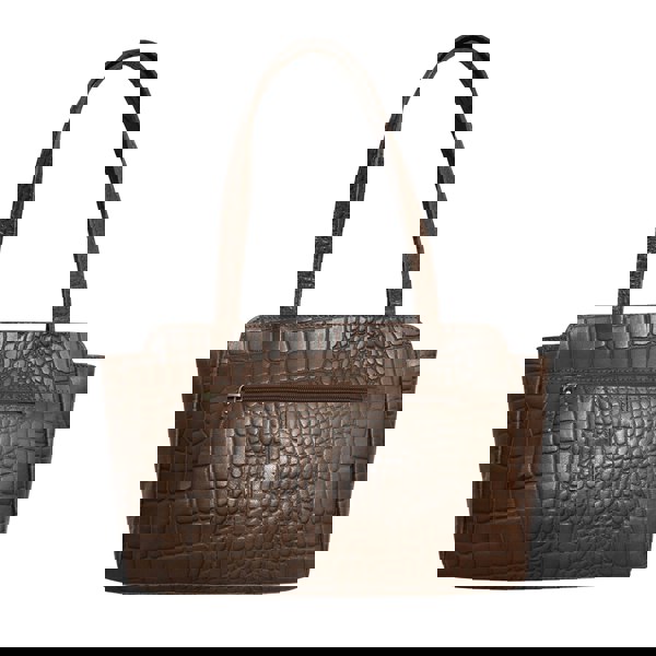 Assots London 'JUDITH' Tan Croc Real Leather Shoulder Bag
