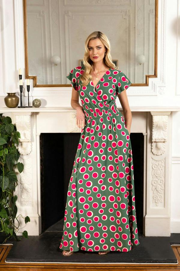 HotSquash Mock Wrap Chiffon Maxi Dress