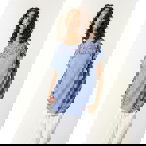 Blue Vanilla Lace Pattern Cotton Top