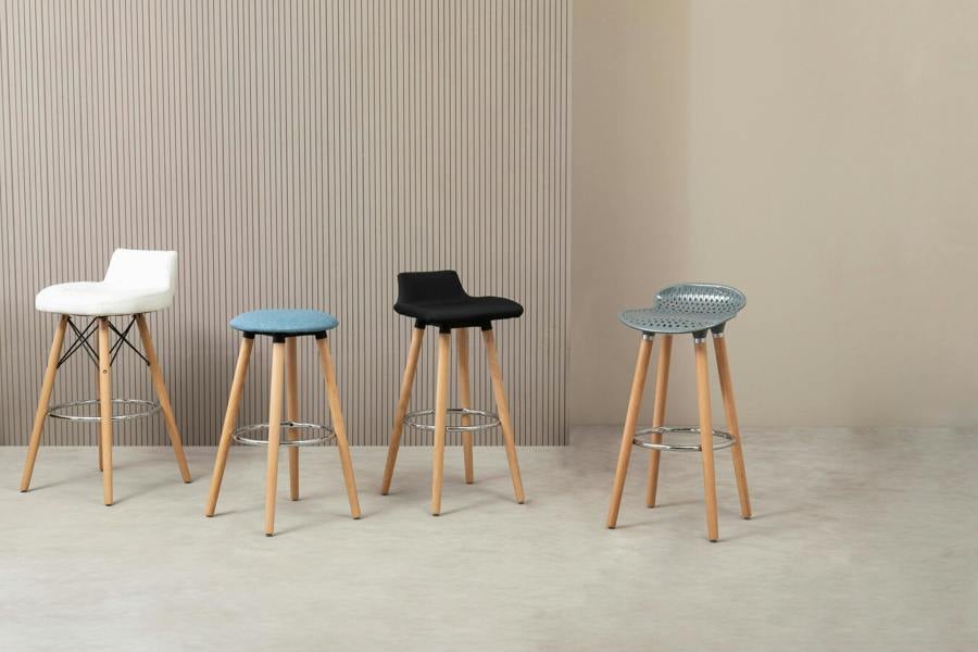 Interiors by Premier Stockholm Black Leather Effect Seat Bar Stool