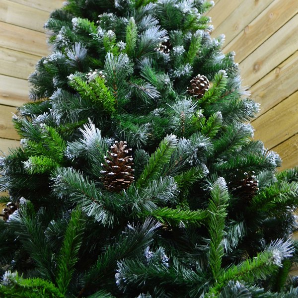 Samuel Alexander 7ft (2.1m) Frosted Glacier Pine Snow Tipped Christmas Tree with Pinecones and 956 Tips