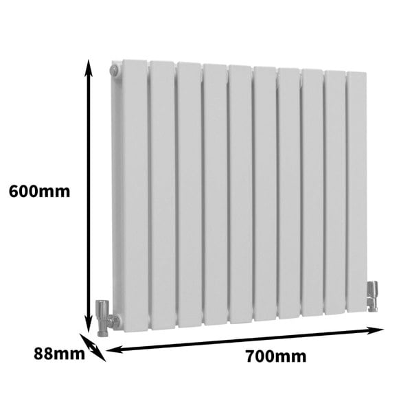 Designer Flat Panel Radiator - Gloss White (600mm x 700mm)