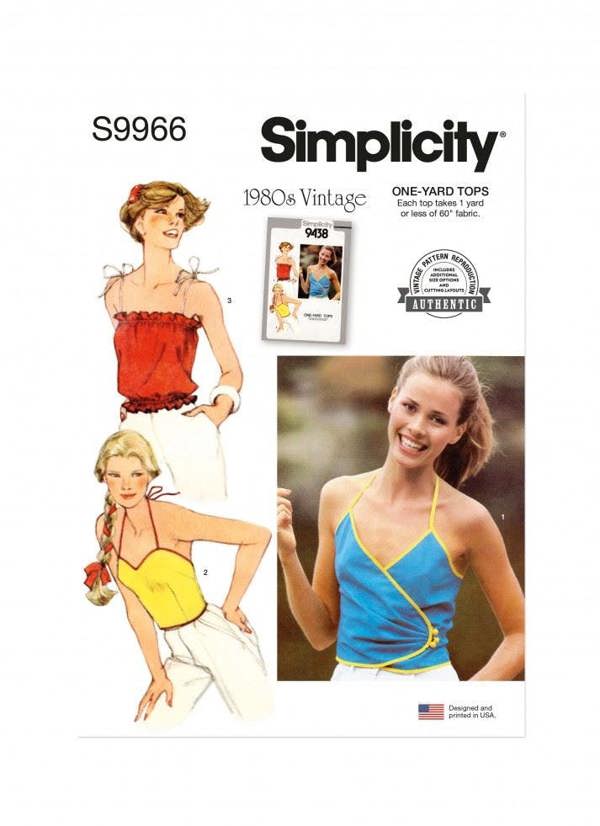 Simplicity Sewing Pattern 9966, Tops, Vintage Style for Women, A (6-8-10-12-14-16) - Easy