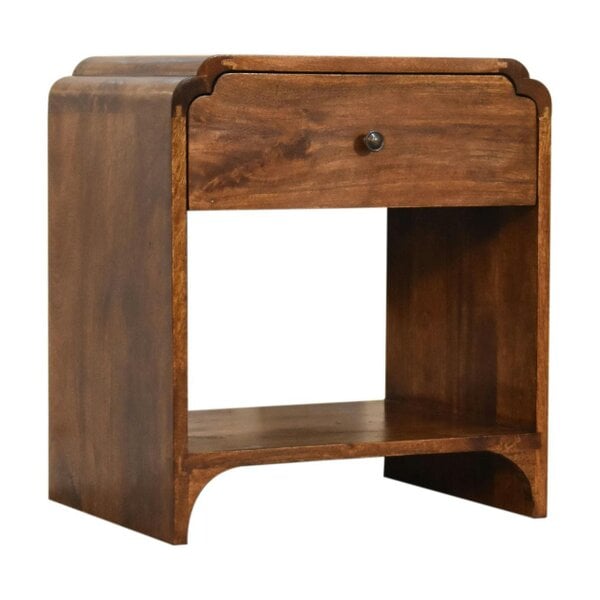 Wyld Haus Lanta Mango Wood Scalloped Bedside Table with Drawer