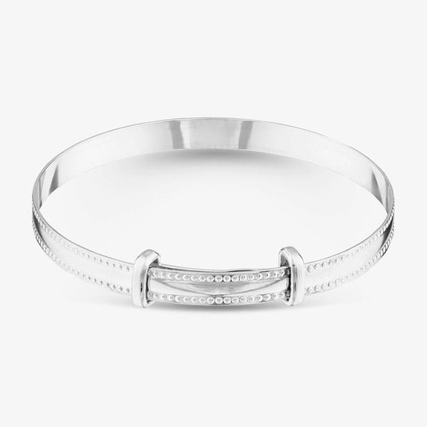 T. H. Baker Sterling Silver 4mm Beaded Edge Expandable Baby Bangle S8001