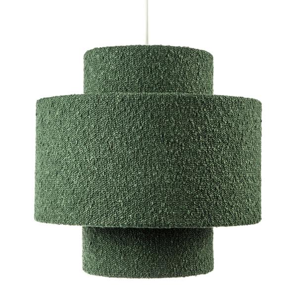 Modern Tiered Pendant Shade in Luxurious Forest Green Boucle Fabric Image 4