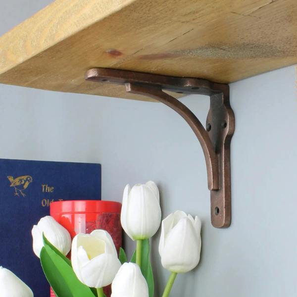 Pair of GALLOWS Heavy Shelf Brackets with a Copper Finish (5.0" x 5.0" / 125mm x 125mm)