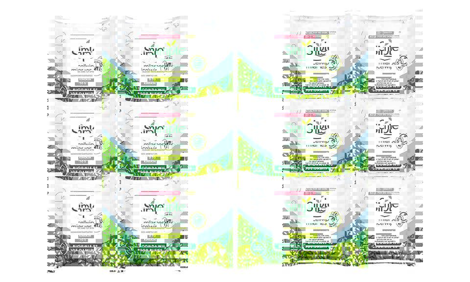 Simple Biodegradable Micellar Wipes with Glycerin & Pro-Vitamin B5,