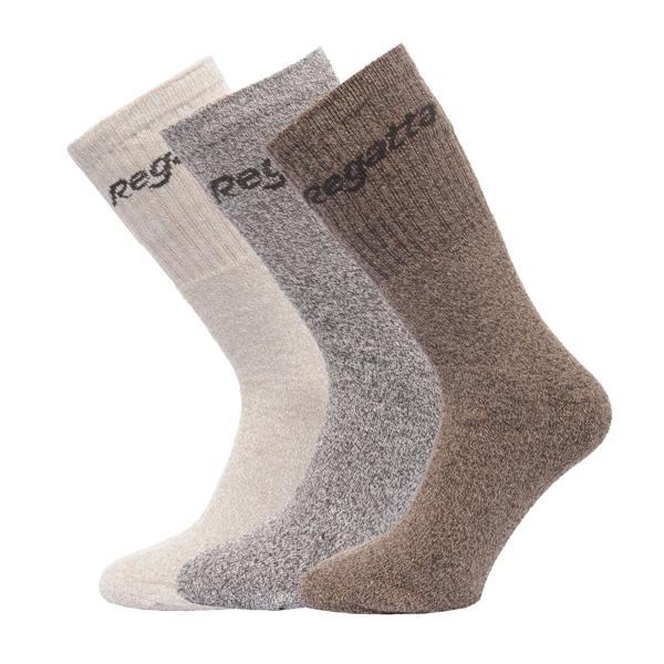 Regatta Great Outdoors Mens Cotton Rich Casual Socks (Pack Of 3) - Brown Marl - 