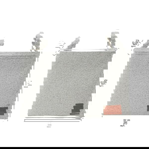 JVL Shiro Boucle Rectangular Fabric Storage Baskets with Handles for Home Organisation, White