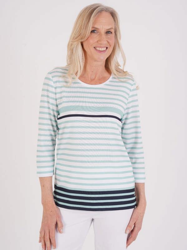 TIGI Stripe And Nailhead Neck Detail Top
