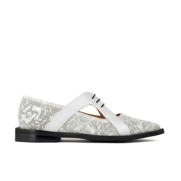 Embassy London Harlowe - Grey - Women's cutout leather lace up shoe