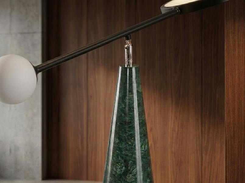 Angel Cerdá Table lamp in black steel and porcelain marble 8093