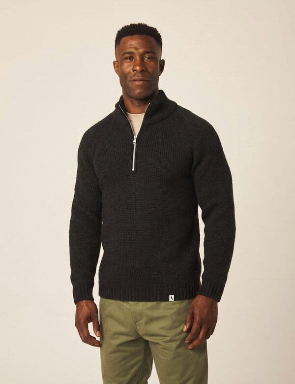 Peregrine Clothing Bristol Zip Neck Jumper - Black