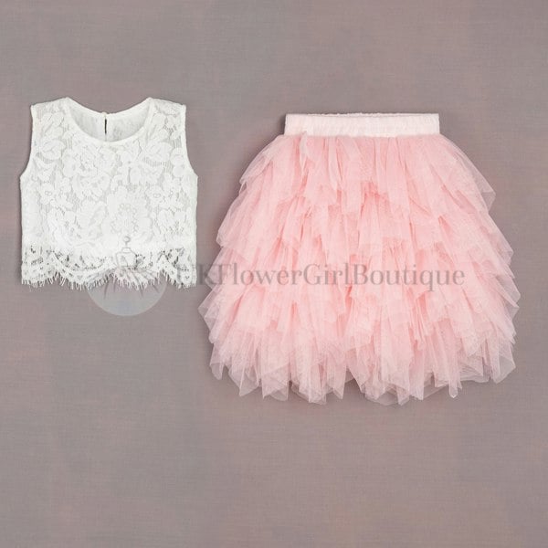 UK Flower Girl Boutique Baby Ophelia Couture Set - Baby Pink