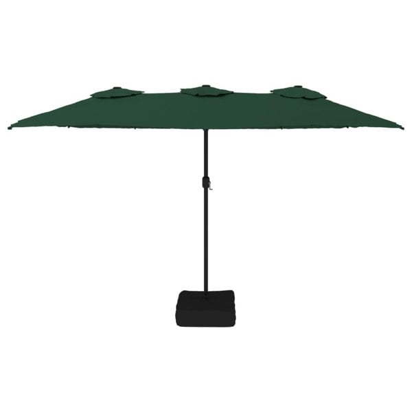 Berkfield Double-Head Parasol with LEDs Green 449x245 cm