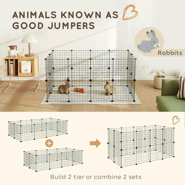 Black metal wire pet playpen panels shown for building a taller or combined setup