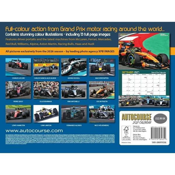 Autocourse Grand Prix A3 Calendar 2027, Wall Calendars, Month To View, Sports, Gift