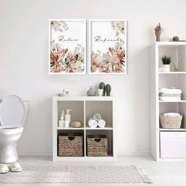 Bathroom wall pictures | Set of 2 framed wall art