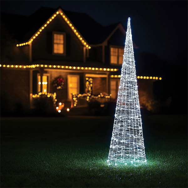 Xmas Haus 27x27x120cm Silver Tower Tree 300w MicroLed 5M Lea