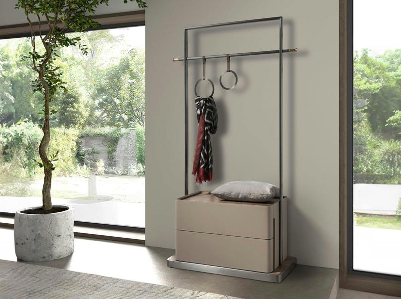 Angel Cerdá Mink leatherette, walnut, and stainless steel coat rack 3282
