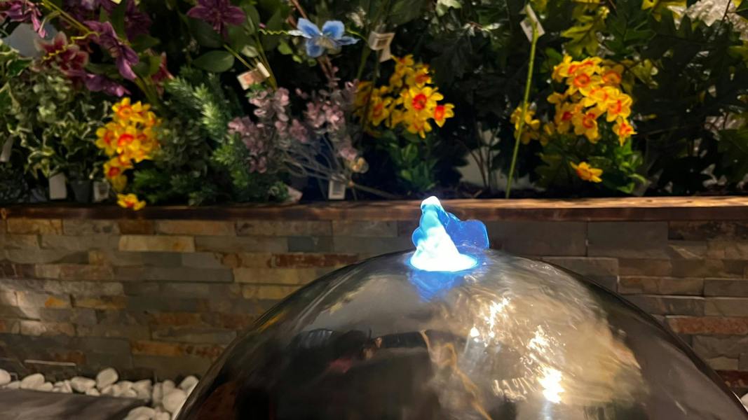 Tranquillity Water Features 20cm Stainless Steel Sphere Modern Metal Water Feature