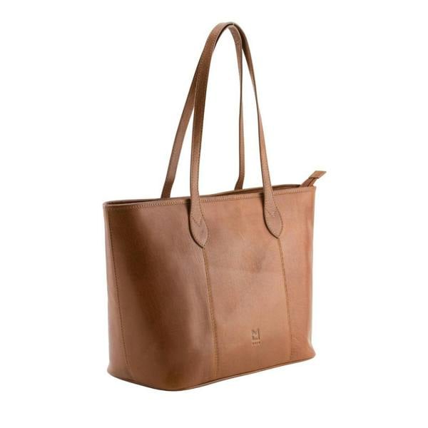 Mala Leather Bloomsbury Tan Leather Shopper Bag – Zip Top Shoulder Tote