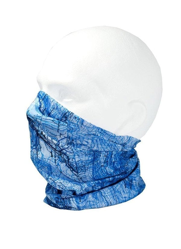 Ben Nevis - The National Three Peaks Multifunctional Scarf RUFFNEK® Blue. Ben Nevis & National Three Peaks Snood – a lightweight, versatile scarf with a map design, perfect for men and women on UK outdoor adventures. 
