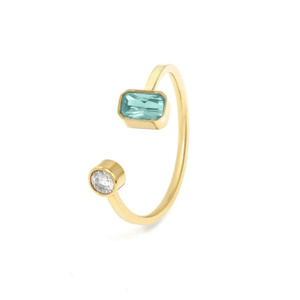 Say It With March Aquamarine Birthstone Ring - Yellow Gold Plated