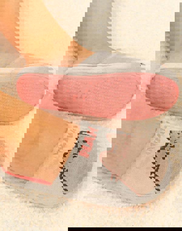 Pusheen Womens Beige Pusheen OR Nah Embroidered Graphic Mule Slippers