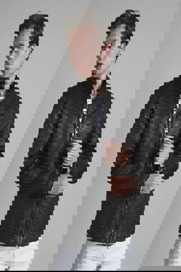 Classic Mens Black Premium Leather Jacket