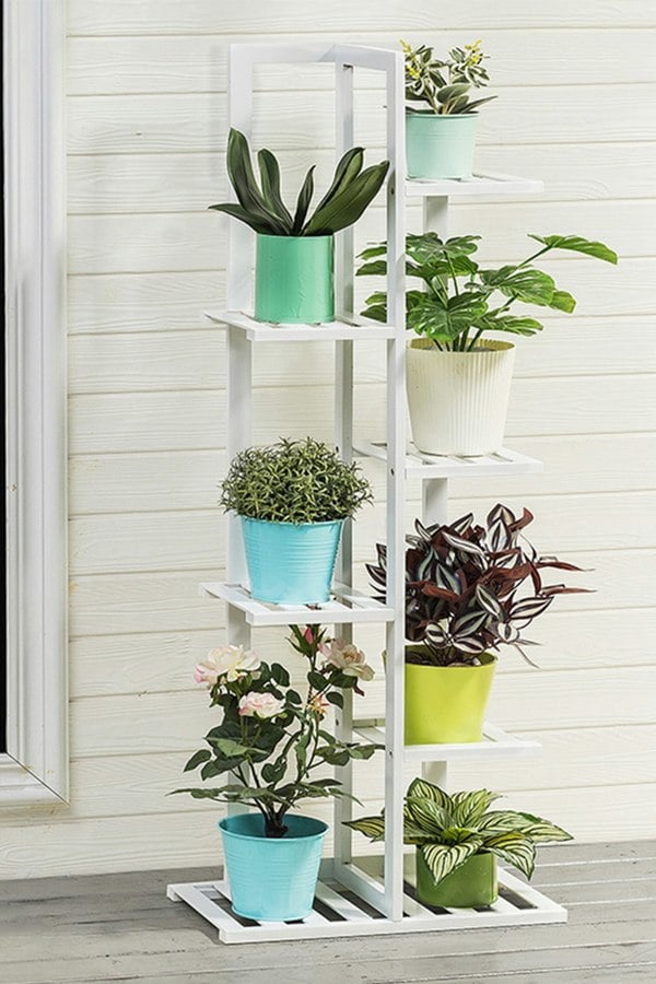 Living and Home Rustic Wooden 6-Tier Potted Plant Stand