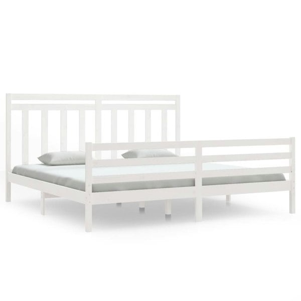 Berkfield Bed Frame White Solid Wood 200x200 cm