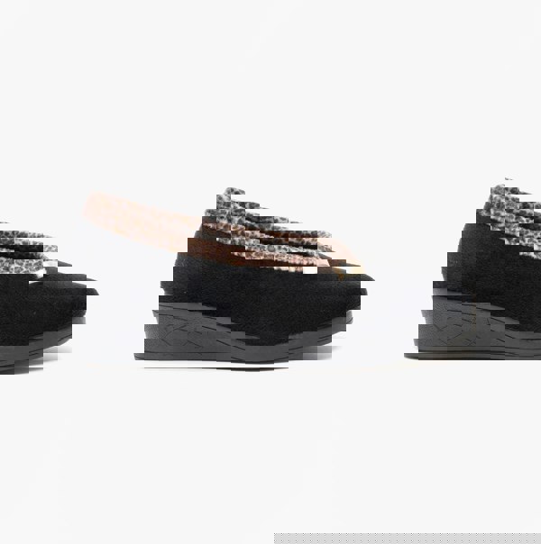 Sleepers DAWN Womens Velour Full Slippers Black/Ocelot