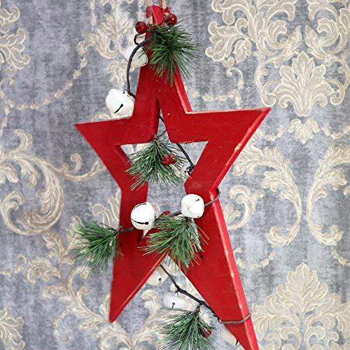 25 x 1.2 x 36 cm Red Wooden Star Hanging Decoration for Christmas and Seasonal Displays image 6